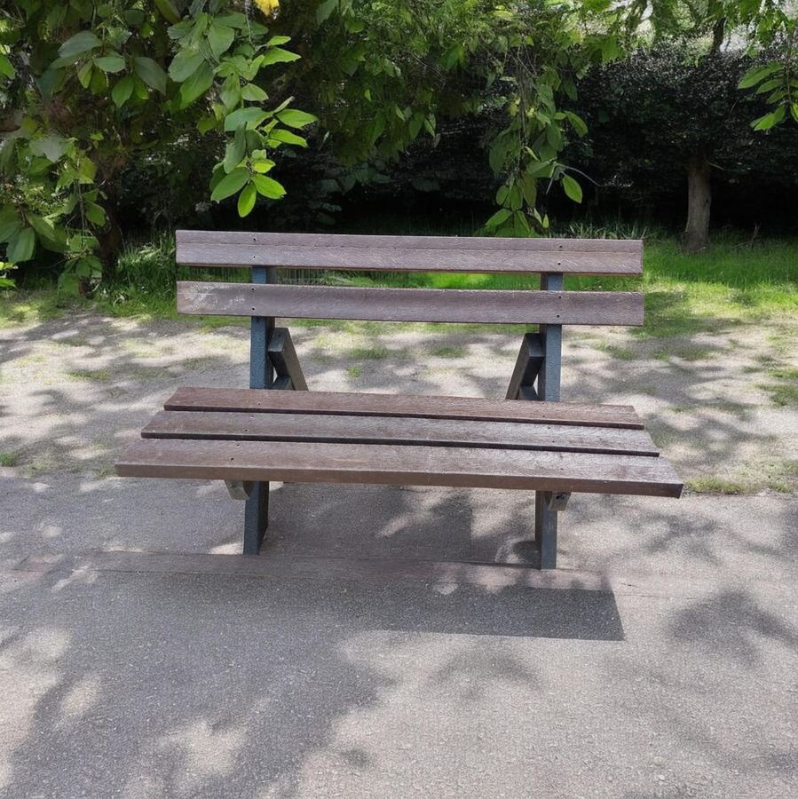 Banco de plaza de madera plástica con respaldo