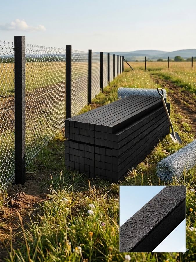 Alambrado con postes de madera plástica