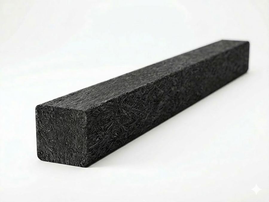 Varilla cuadrada de madera plástica negra